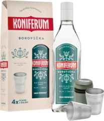 Koniferum Borovika 0,5l + 4 pohre 37,5% (darekov balenie 4 pohre)