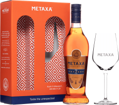 Metaxa 7* + 1 pohr - pokoden obal 40% 0,7l (darekov balenie 1 pohr)