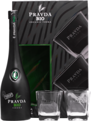 Pravda Bio Organic Vodka + 2 pohre 40% 0,7l (darekov balenie 2 pohre)