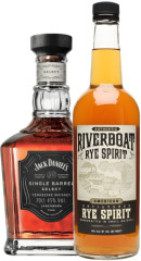 Set Jack Daniel's Single Barrel + Riverboat Small Batch Unfiltered Rye (set 1 x 0.7 l, 1 x 1 l)