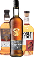 Set Loch Lomond Single Cask 2008 Slovakia + Inchmoan 12 ron+ Noble Rebel Smoke Symphony (set 1 x 0.7 l, 1 x 0.7 l, 1 x 0.7 l)